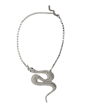8742 - Rhinestone Snake Necklace - Silver