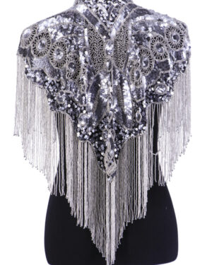8890 - Beaded Scarf with Collar - Silver
