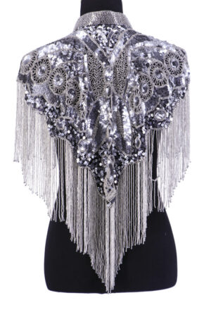 8890 - Beaded Scarf with Collar - Silver