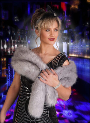 8910 - Flapper faux fur stole wrap