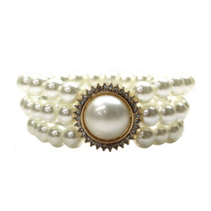 CBR1018 - 3 Line Pearl Stretch Bracelet