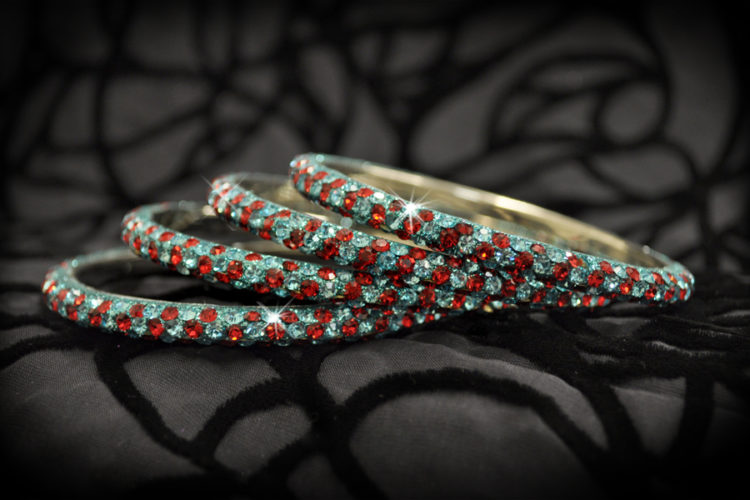 CT125 - Rhinestone Bangle - 3 Rows - Image 2