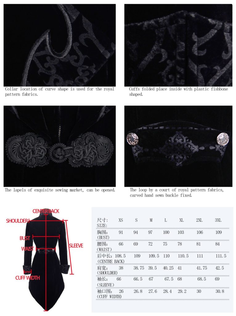 CT2001 - Vintage Gothic Swallow Tail Jacket - Image 4