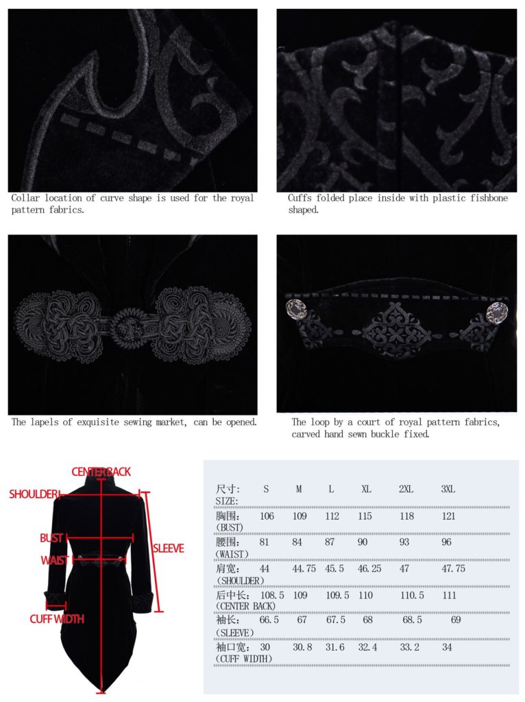CT2201 - Vintage Gothic Swallowtail Jacket - Image 5