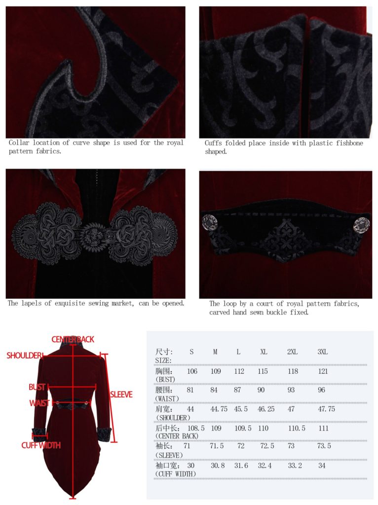 CT2202 - Vintage Gothic Swallowtail Jacket - Image 5