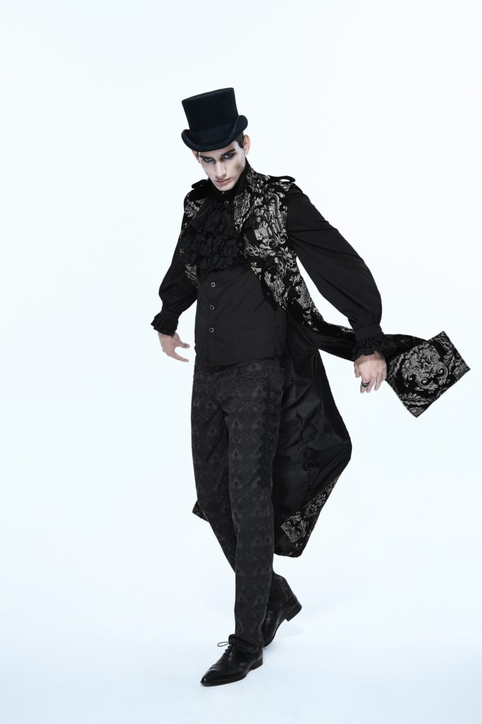 CT7402 - Gothic Long Silver Brocade, Pirate, Military Waistcoat - Image 4