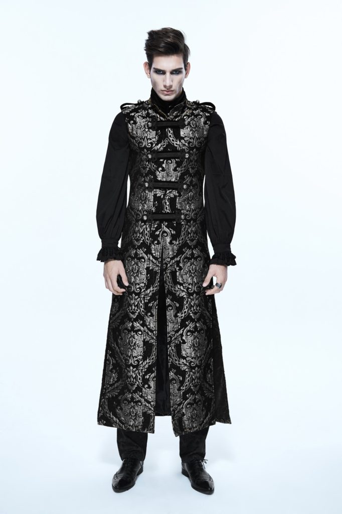 CT7402 - Gothic Long Silver Brocade, Pirate, Military Waistcoat - Image 5