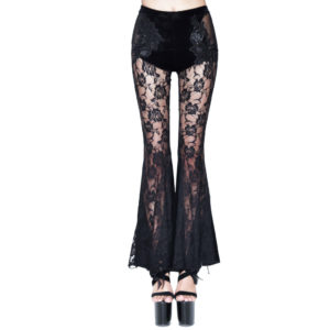EPT5 - Gothic Flared Lace Pants with Velvet and Mesh Design