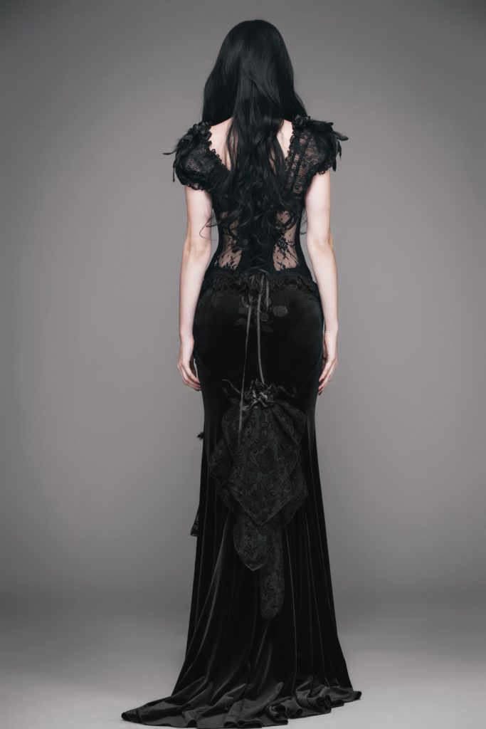 ESKT3 - Gothic Damask Tiered Fishtail Skirt - M - Image 6