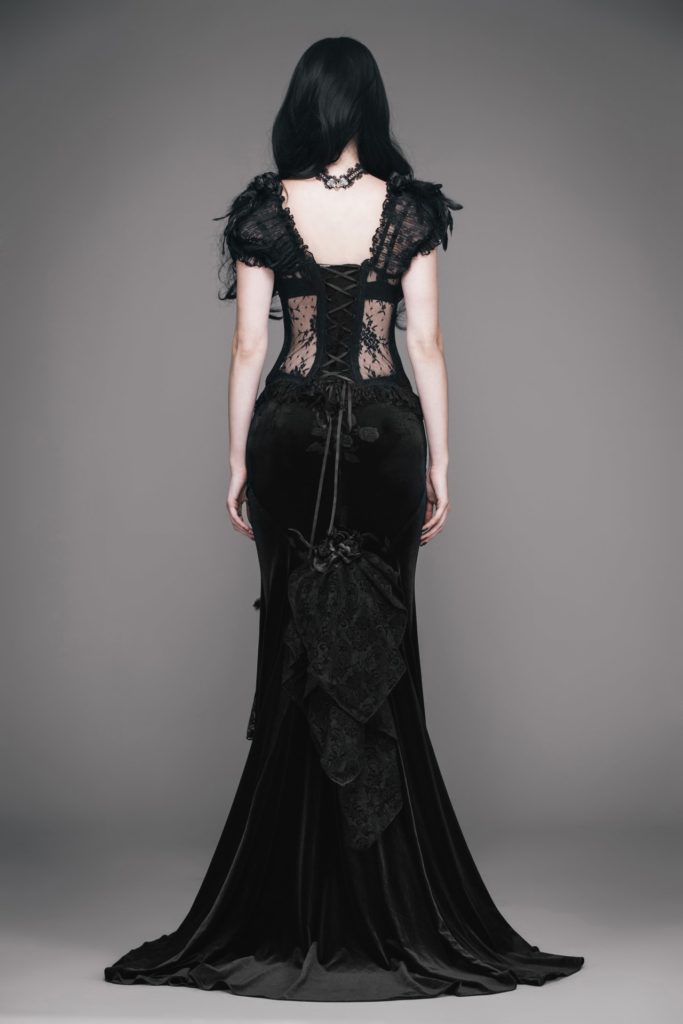 ESKT3 - Gothic Damask Tiered Fishtail Skirt - M - Image 4