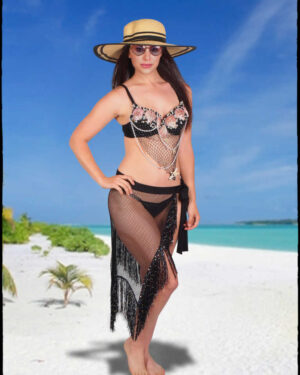 J1692 - Sequin hip scarf - Black