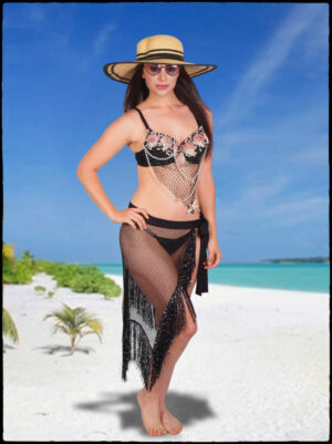 J1692 - Sequin hip scarf - Black