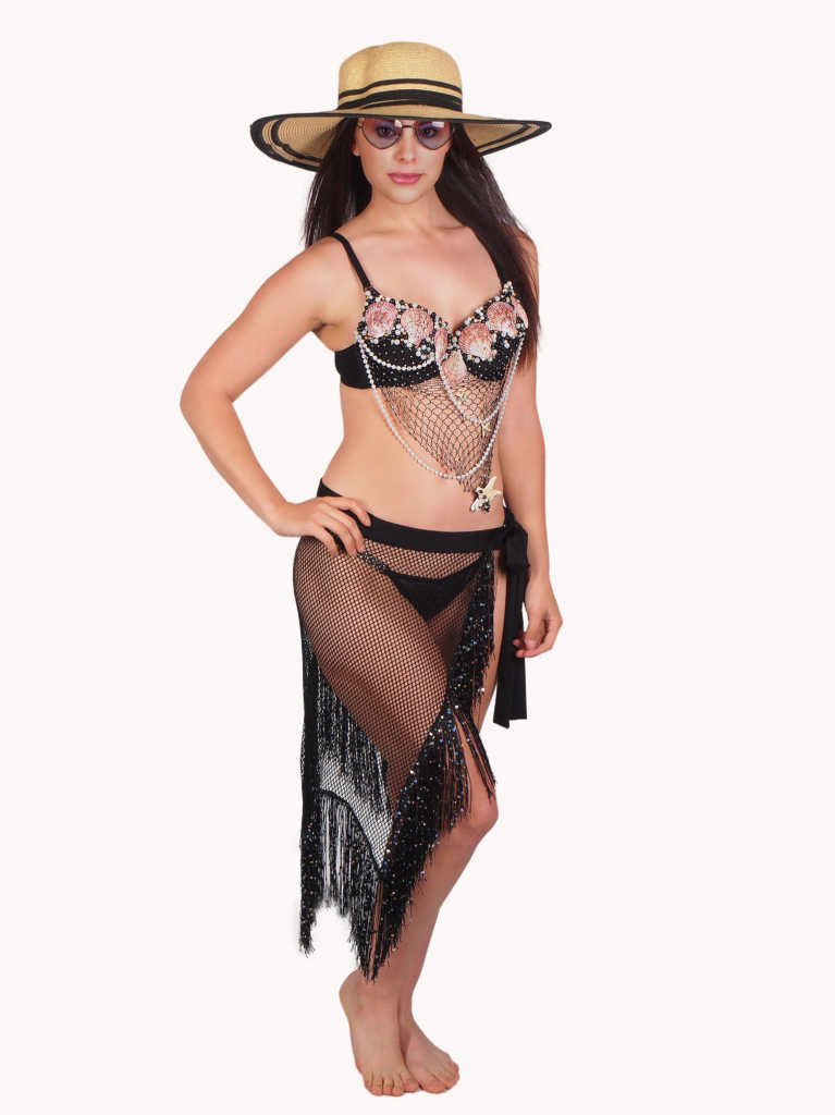 J1692 - Sequin hip scarf - Black - Image 2