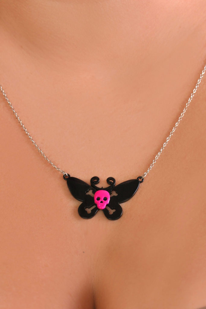 LC183 - Pink Skull Black wing butterfly - Image 2