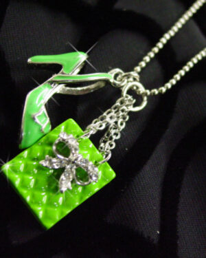 LC253 - Lime Green Fancy Lady High Heel & Purse Pendant