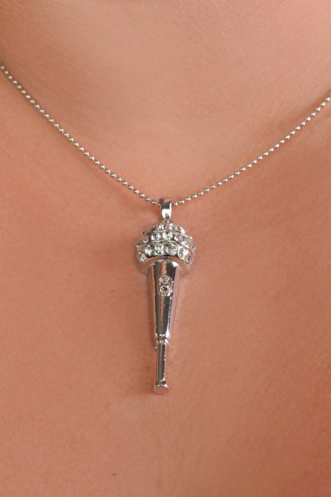 LC260 - Silver with Clear Stones Celebrity Microphone - Image 2