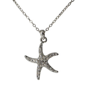 LC294 - Nautical Rhinestone star fish - Silver