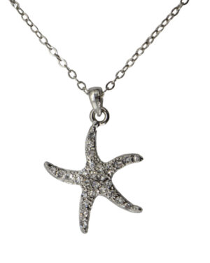 LC294 - Nautical Rhinestone star fish - Silver