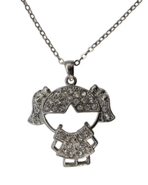 LC297 - Small Silver Iced out Little Girl Scout Pendant Necklace