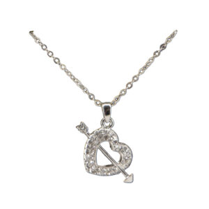 LC315 - Rhinestone heart with arrow - Silver