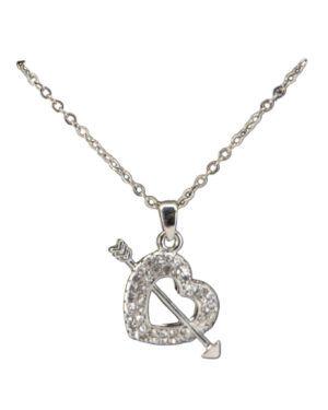 LC315 - Rhinestone heart with arrow - Silver
