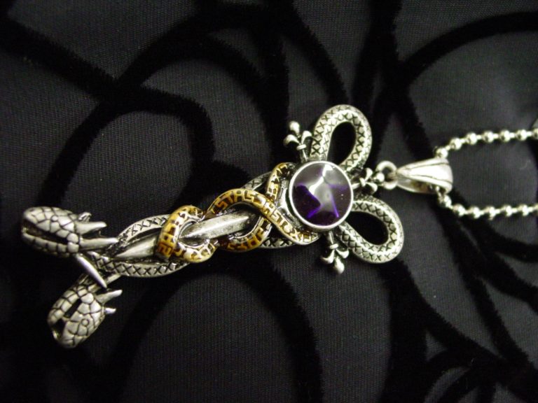 LC423 - 2 snakes coiled with gold - Silver - Image 3