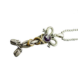 LC423 - 2 snakes coiled with gold - Silver