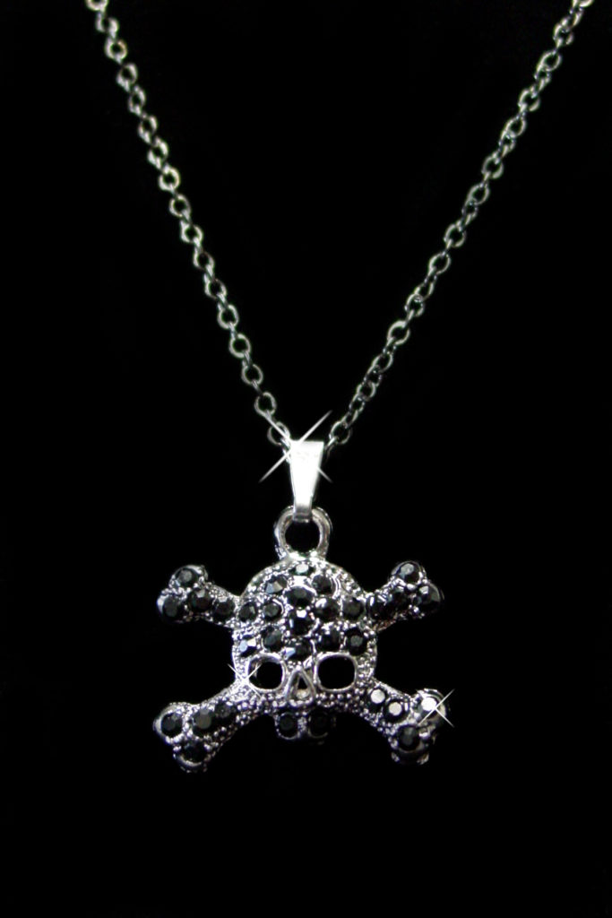 LC48 - Rhinestone Skull with Crossbones Pendant - Image 2