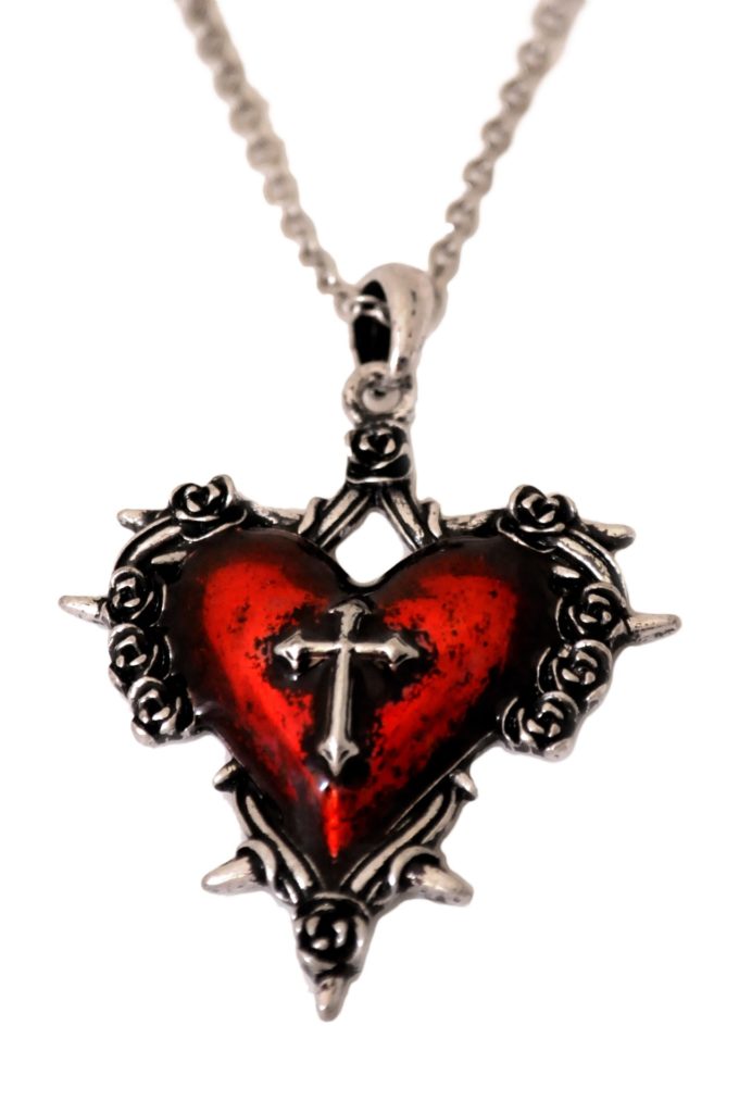 LC847 - Cross Red Heart Necklace - Image 2