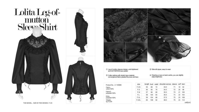 LY063 - Lolita Leg-of-Mutton Sleeve Shirt - Image 10