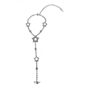M57 - Rhinestone Star Shaped Slave Bracelet - Silver