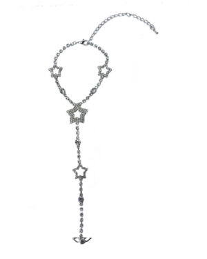 M57 - Rhinestone Star Shaped Slave Bracelet - Silver