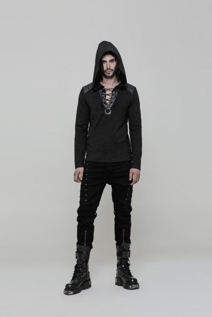 OT514 - Long Sleeve Punk Sweater with Hoodie - Image 6