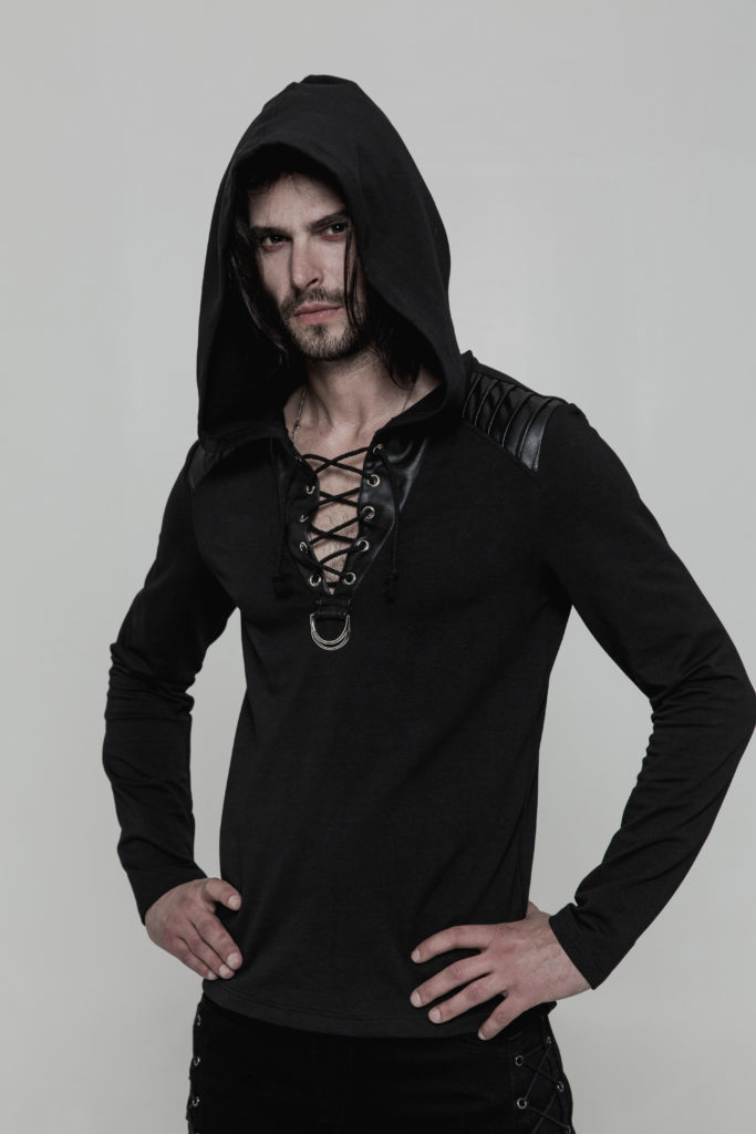 OT514 - Long Sleeve Punk Sweater with Hoodie - Image 3