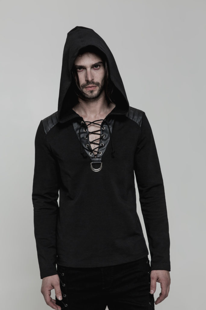 OT514 - Long Sleeve Punk Sweater with Hoodie - Image 2