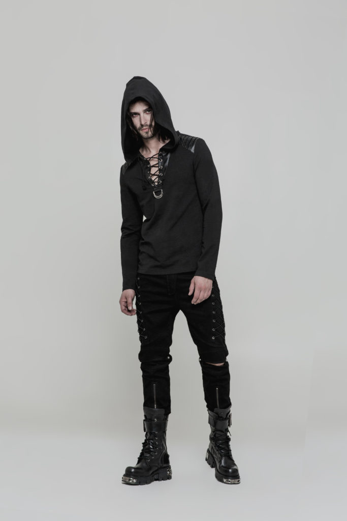 OT514 - Long Sleeve Punk Sweater with Hoodie - Image 7