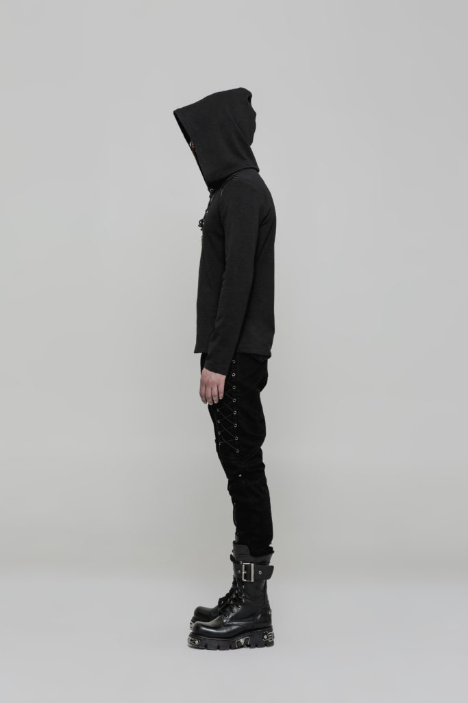OT514 - Long Sleeve Punk Sweater with Hoodie - Image 8