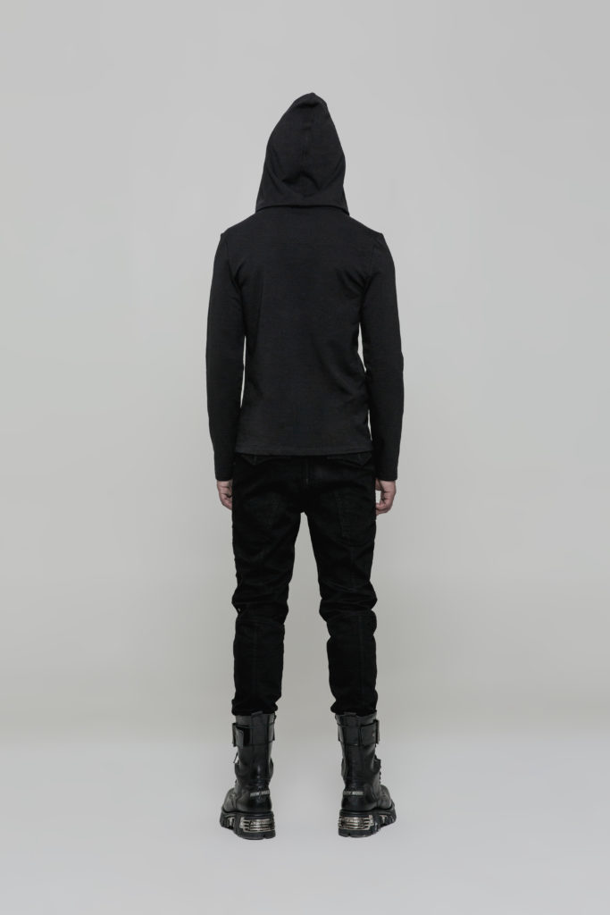 OT514 - Long Sleeve Punk Sweater with Hoodie - Image 9