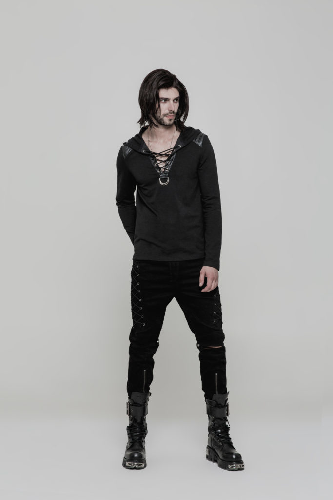 OT514 - Long Sleeve Punk Sweater with Hoodie - Image 5
