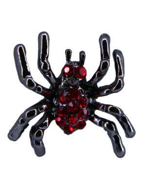 P2394 - Spider Earring Red Rhinestones
