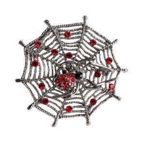 P4890 - Cobweb Brooch, Black Rhinestones