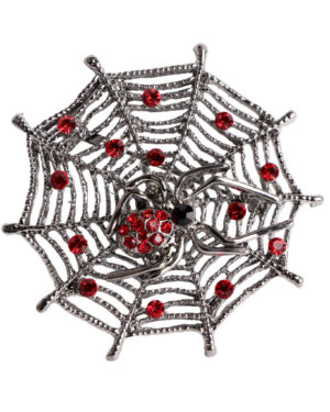 P4890 - Cobweb Brooch, Black Rhinestones