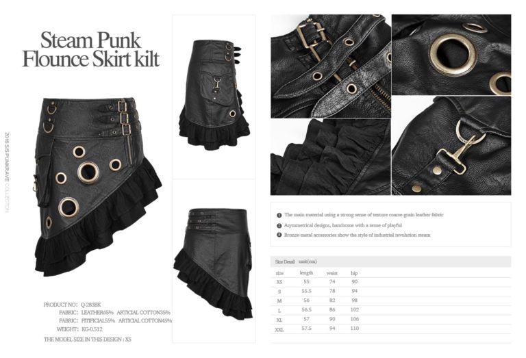 Q283 - Steampunk Flounce Kilt Skirt - Image 9