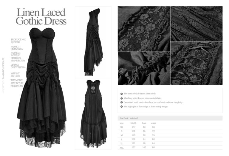 Q292 - Linen Laced Gothic Dress - Image 7