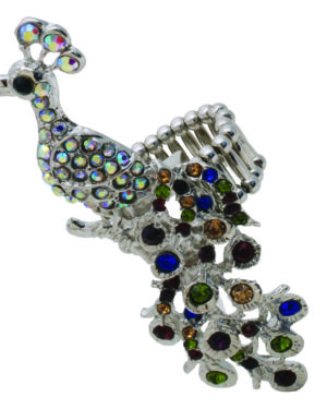 R1079 - Rhinestone Peacock Stretchy Ring - Multi