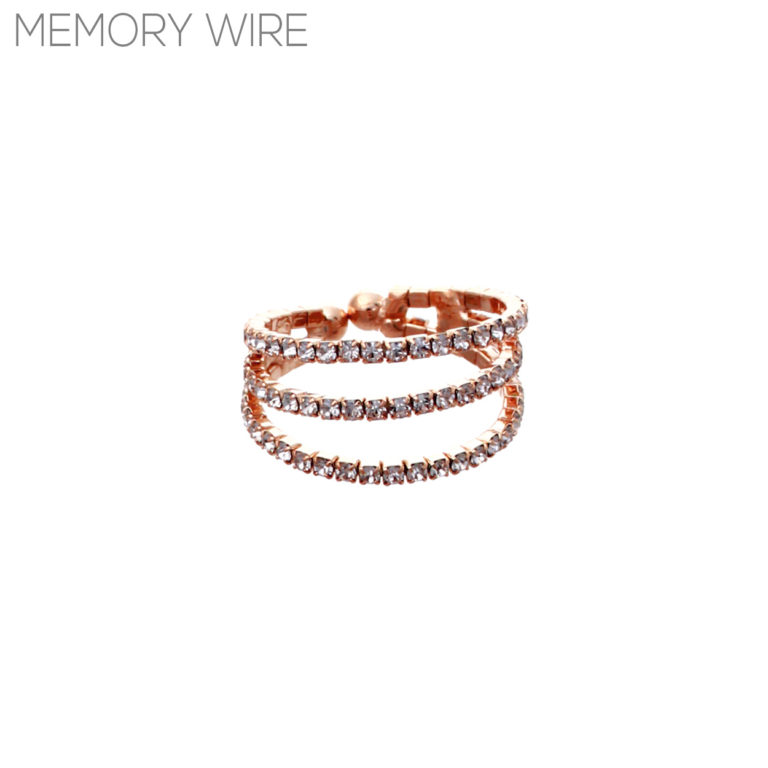 R1375 - 3 Line Rhinestone Stretchy Ring - Image 3