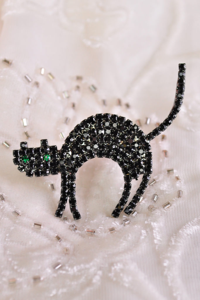 RSP2912 - Black Cat Rhinestone Brooch kitty, kitten, cat, meow - Image 2