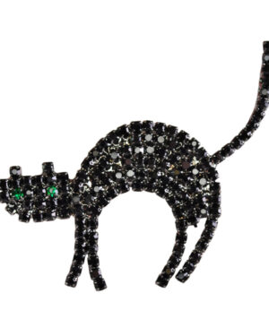 RSP2912 - Black Cat Rhinestone Brooch kitty, kitten, cat, meow