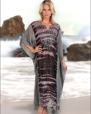 SD3965 - Rayon Crape Kaftan Beaded T.D -  O/S