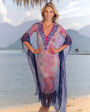 SD4046 - Rayon Crape Kaftan Beaded T.D -  O/S